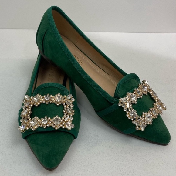 BEAUTIFUL SUEDE FLATS WITH BLING    NEW IN BOX - Picture 4 of 11